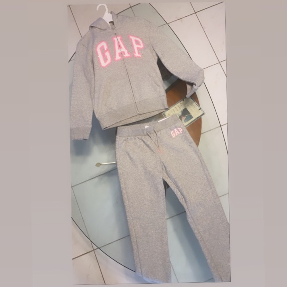 Gray and pink gap sweat suit
